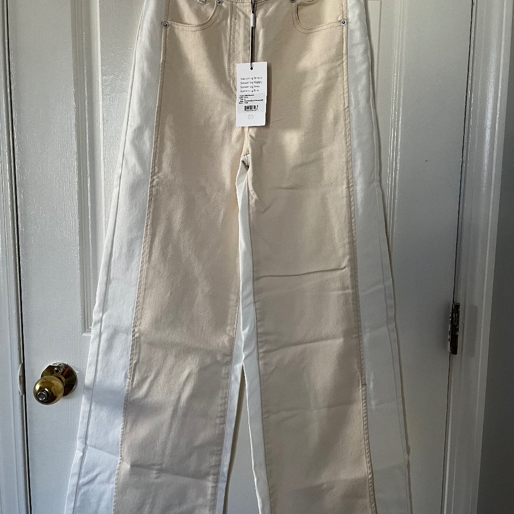 Something Navy Two-Tone High Waist Wide Leg Jeans